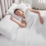 Bright White Waffle Weave Bed Ensemble Choose Blanket Shams Throw Body Pillow. Fixed Price $23.95.