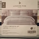 London Fog King 3 Piece Striped Comforter Set Down Alternative Reversible. Fixed Price $64.99.
